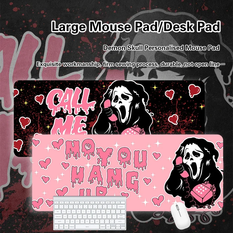 

Mouse Pad Halloween Ghost Pink Skull Gamer Keyboard Keycaps Gaming Laptop Table Pads Cute XXL Large Desk Mat Pc Accessories Mats