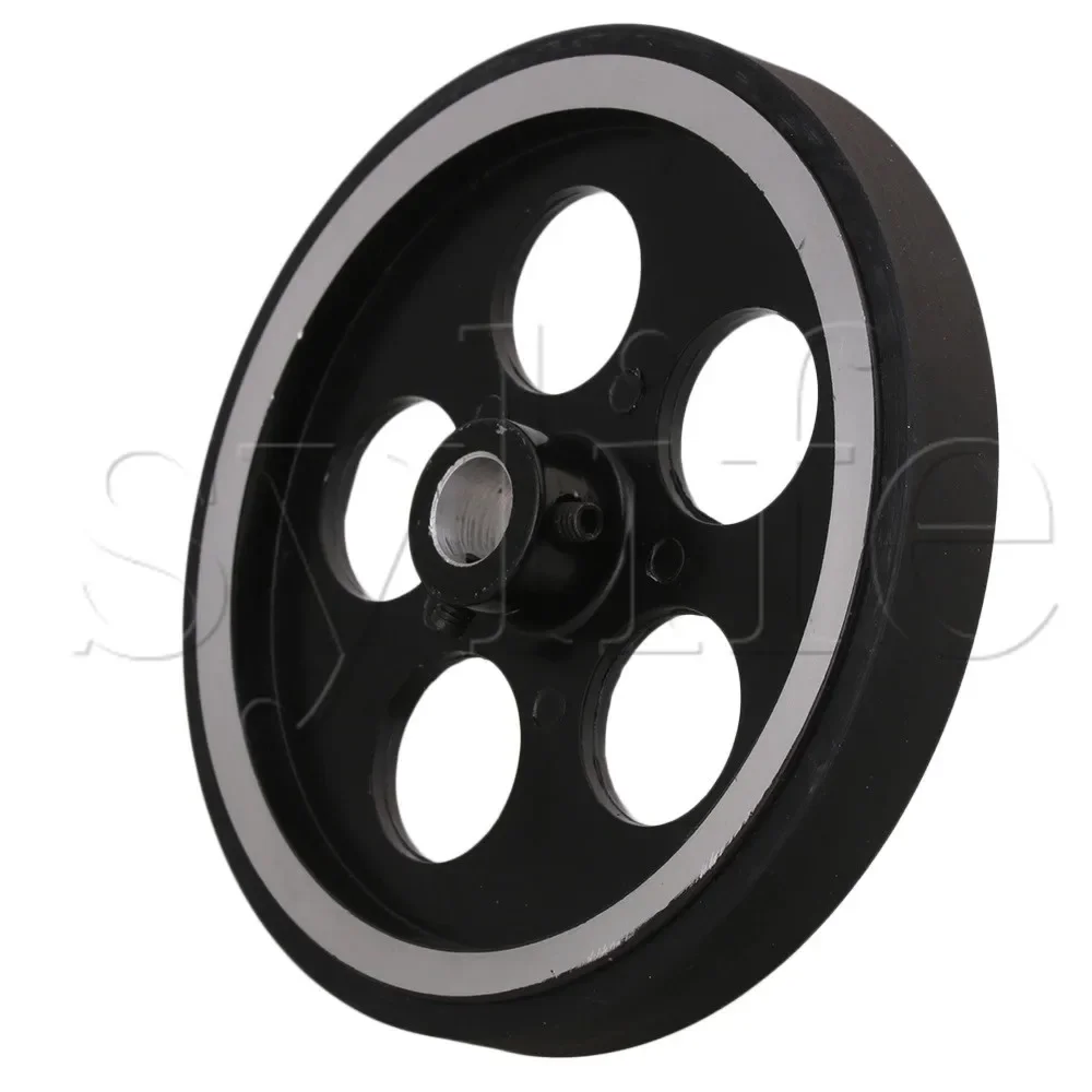 30x1cm Aluminum Rotary Encoder Wheel - Rubber Grip Measuring Wheel with Black/Silver Finish for Industrial/Precision Instruments