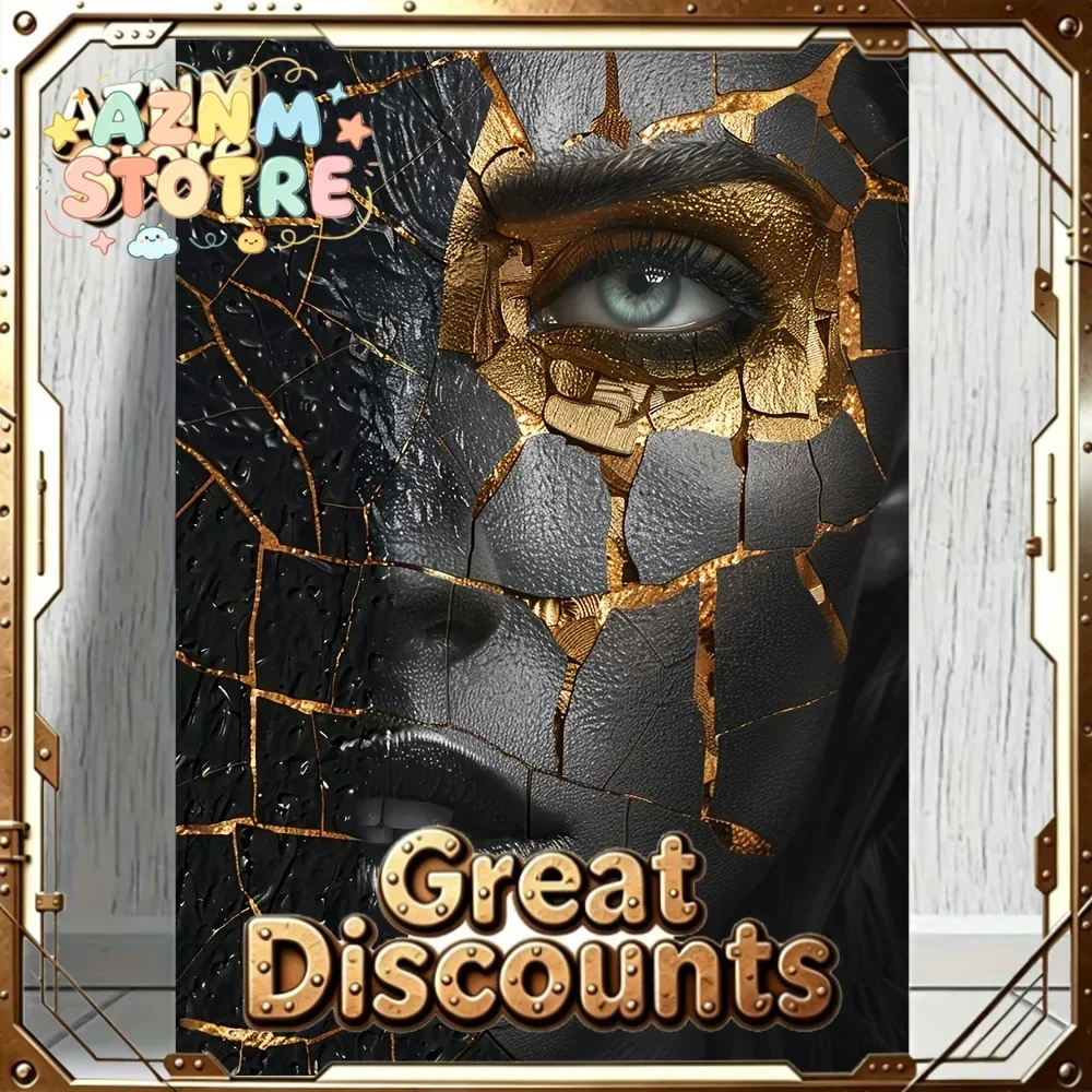 Modern Woman Mosaic Portrait Art Canvas Painting for Living Room Modern Canvas Poster for Bedroom and Living Room Decoration
