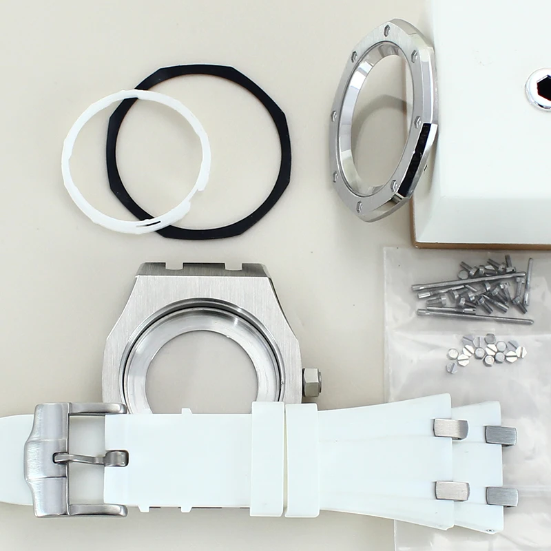 Caja de reloj Vintage para hombre, modelo de roble modificado NH35, correa de goma de acero inoxidable 316L, cristal de zafiro