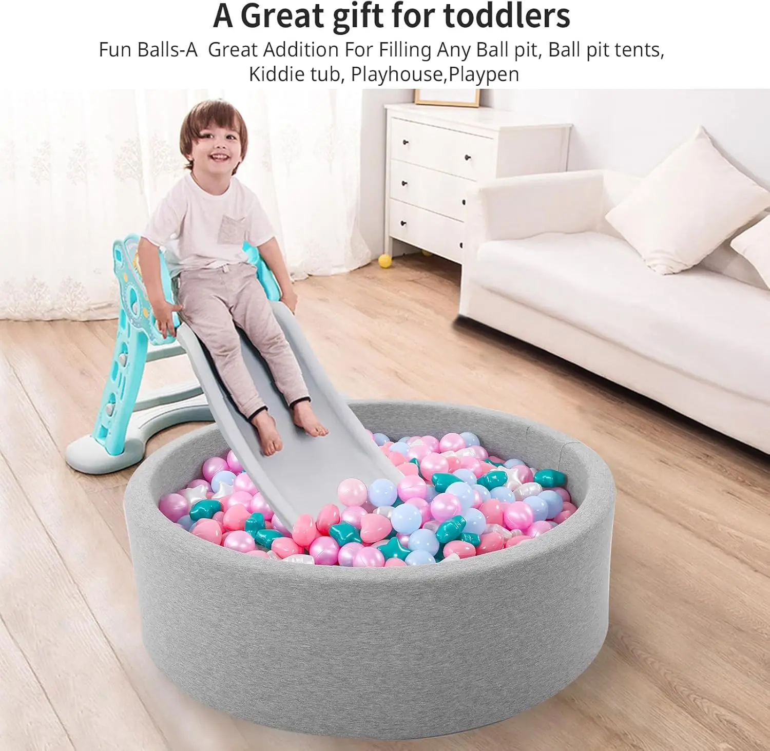 Ball Pit Balls 100 Pink Green Plastic Balls for Toddlers Phthalate Free BPA Free Crush Proof Balls in Reusable Play Toys for Kid