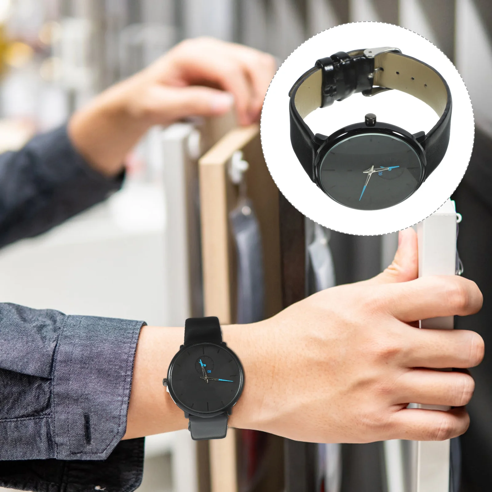 

Waterproof Luminous Watch Minimalist Ultra Thin Quartz Men'S Fashion Black Band Silent Precision Timepiece Gift For