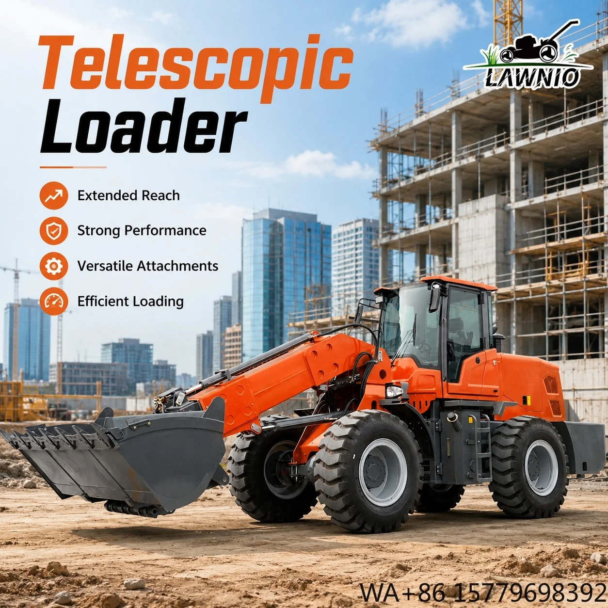 Powerful Performance Telescopic Arm Loader  420mm Ground Clearance and High Maneuverability for Construction  Loader