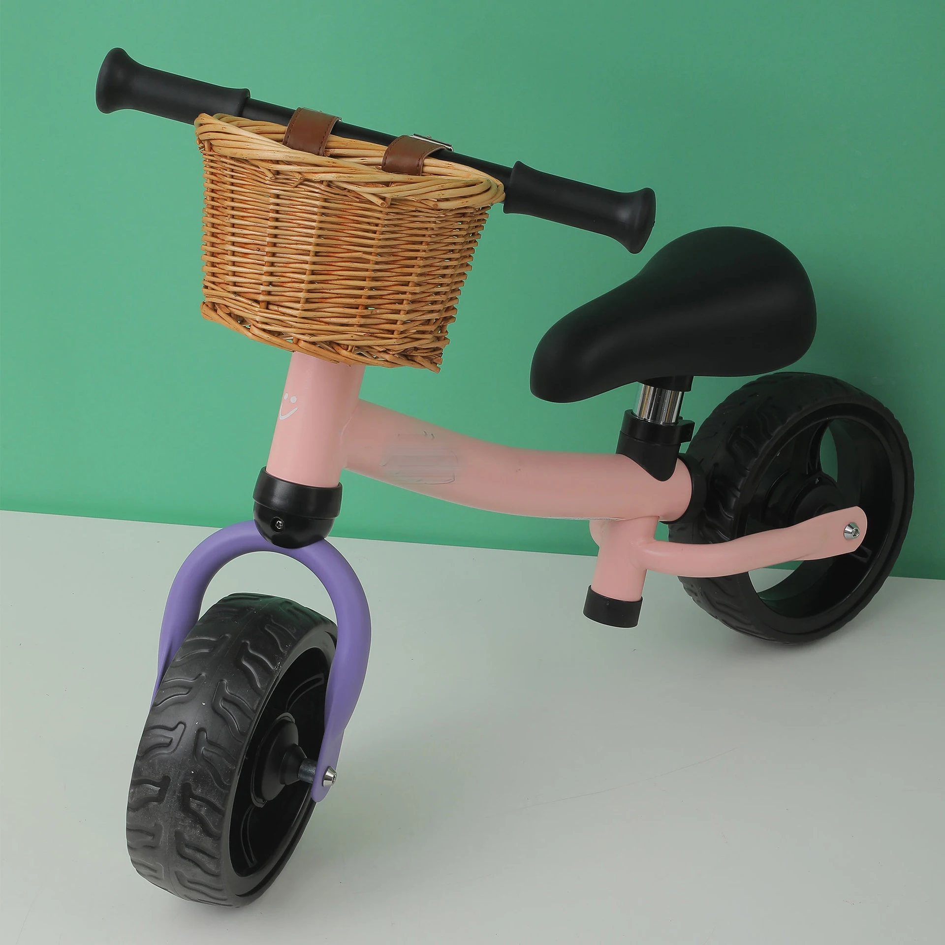 Kinder-Fahrradkorb, Fahrradkorb, D-förmige Körbe, Kinderscooter, vorderer Aufbewahrungskorb mit 2 Lederriemen für Fahrradzubehör – Detail 2
