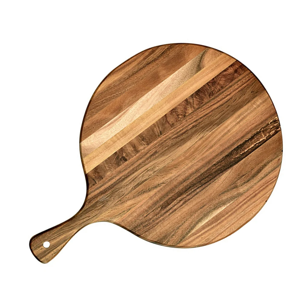 

Round Cutting Board Wooden Charcuterie Boards for Pizza Steak Bread 30cm Light Brown Travel Size Smooth Food Tray Practical