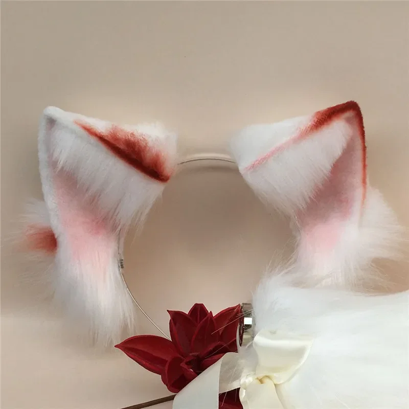 New Handmade Work Anime Simulation Beast Fox Ears Hairhoop Tail Cosplay Carnaval Gothic Lolita Acessories Headwear