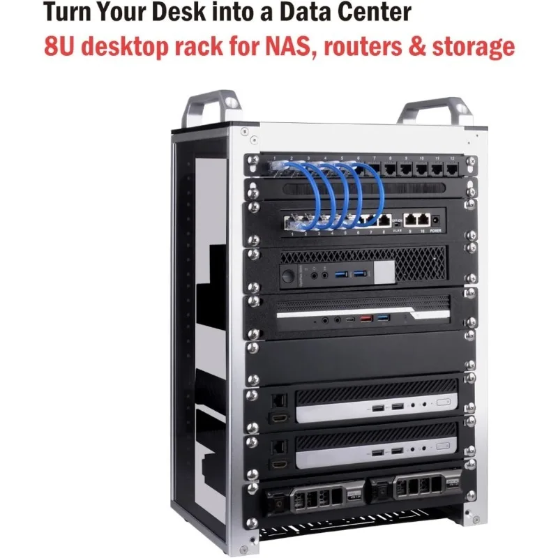 8U Server Rack Cabinet 10 Inch Depth for Network Server Audio Video Equipment Rackmount