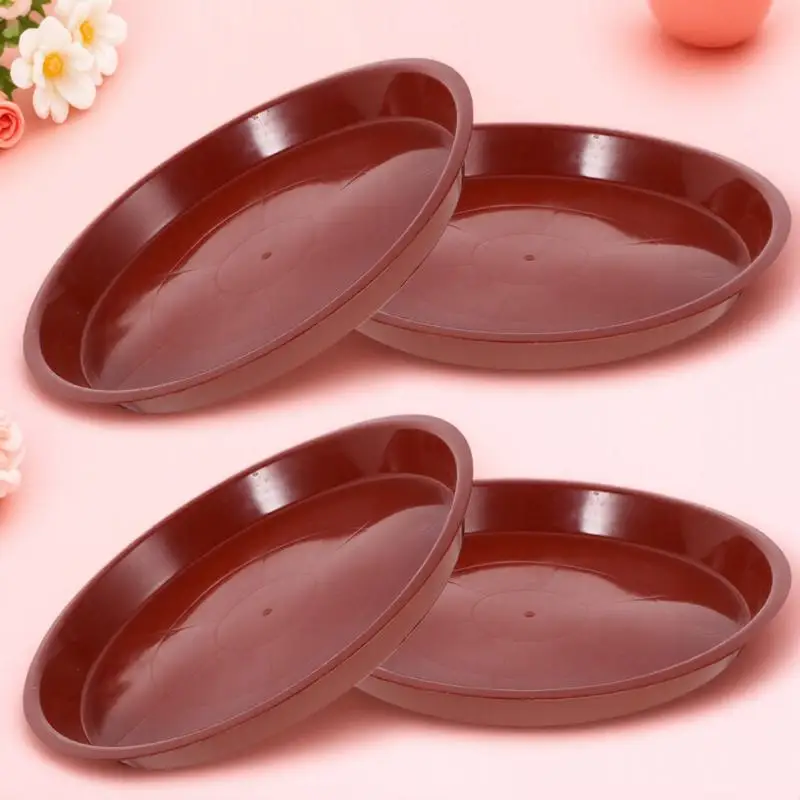 

4Pcs Plant Pot Saucer Red Plastic Flowerpot Drip Tray Durable Heat Resistant Non-Slip for Small Plants Succulents Garden