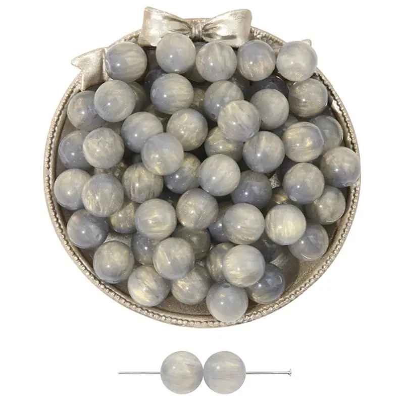 

Efficient- Resin Round Beads Beaded Bead Kit Necklace Accessories Bead Handmade Set DIY Material for Making Jewelry Grey
