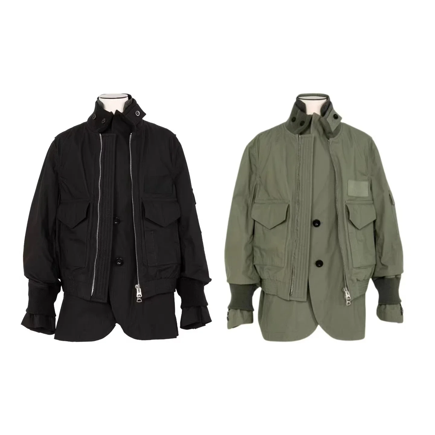 

Tooling stand-up collar multi-pocket casual jacket