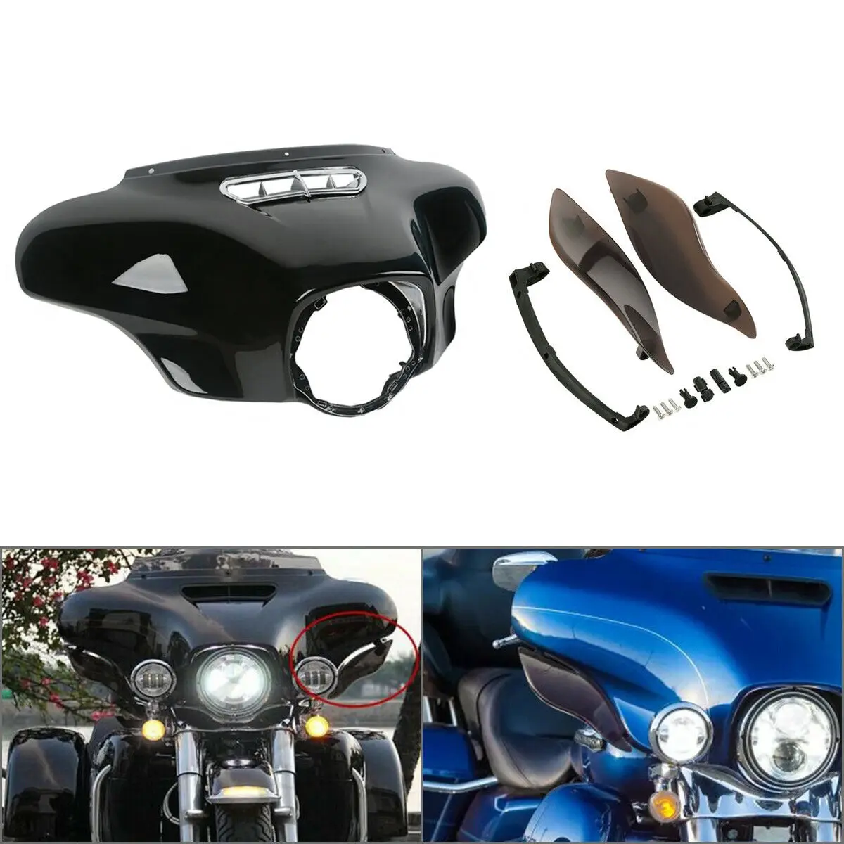 Motorcycle Outer Fairing & Smoked Air Deflectors For Harley Touring Electra Glide Street Glide Ultra Limited Tri Glide 2014-2023