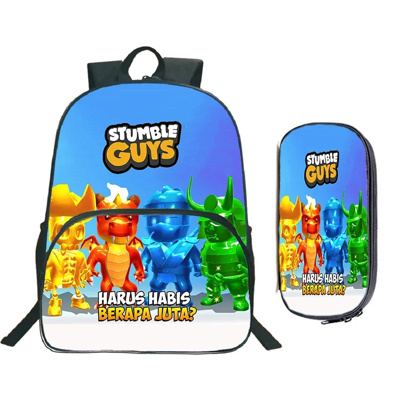 3D Stumble Guys Backpack Pencil Bag Boys School Bags Girls Bookbag Kids Rucksack Casual Travel Bag Children's Backpack Gift bag