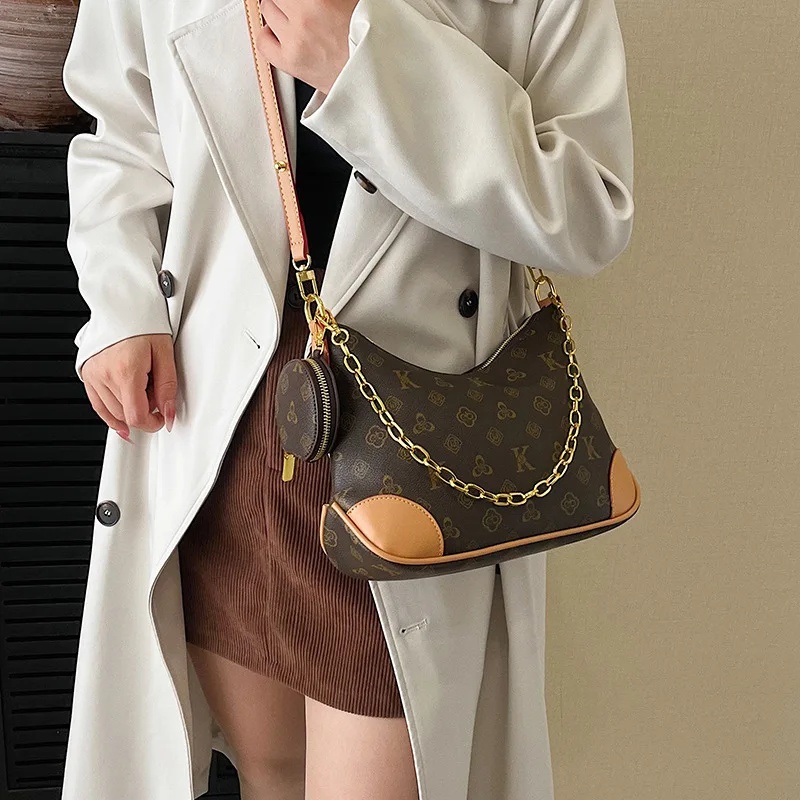 

Дизайнерская винтажная сумка через плечо для женщин, 2025 стеганый узор, кошелек через плечо, многосторонняя модная эстетичная сумка для переноски ​