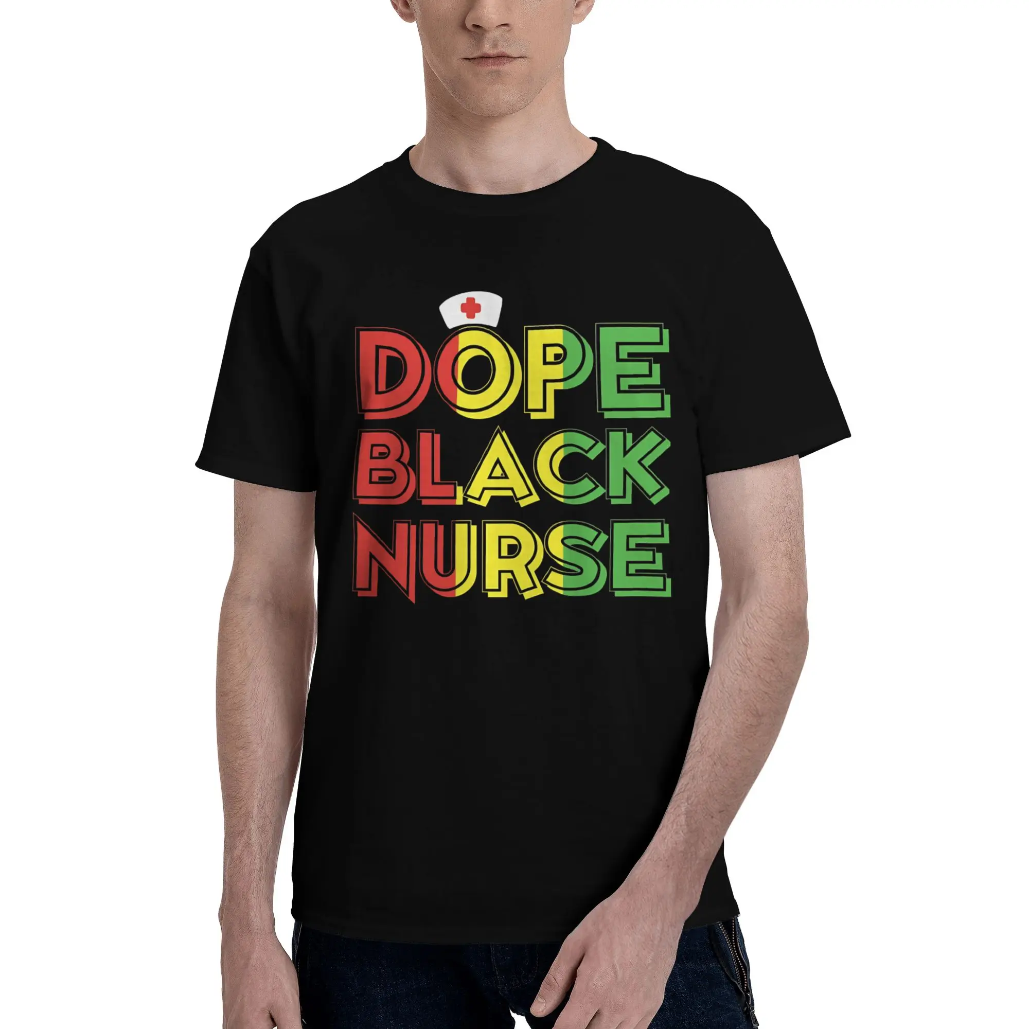Black Nurse Freeish Since 1865  Novelty 100% Cotton T-Shirt Juneteenth Tops Tees For Men