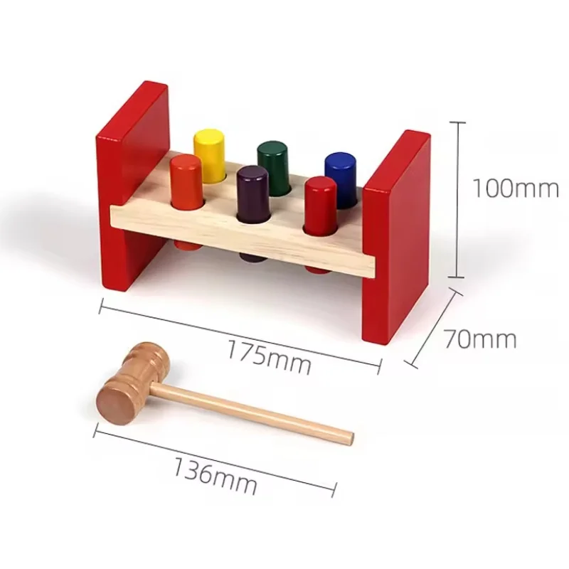 Martello in legno Montessori Giocattolo per bambini Allenamento motorio fine Gioco sensoriale Set di cognizione dei colori Giocattolo educativo per bambini autistici