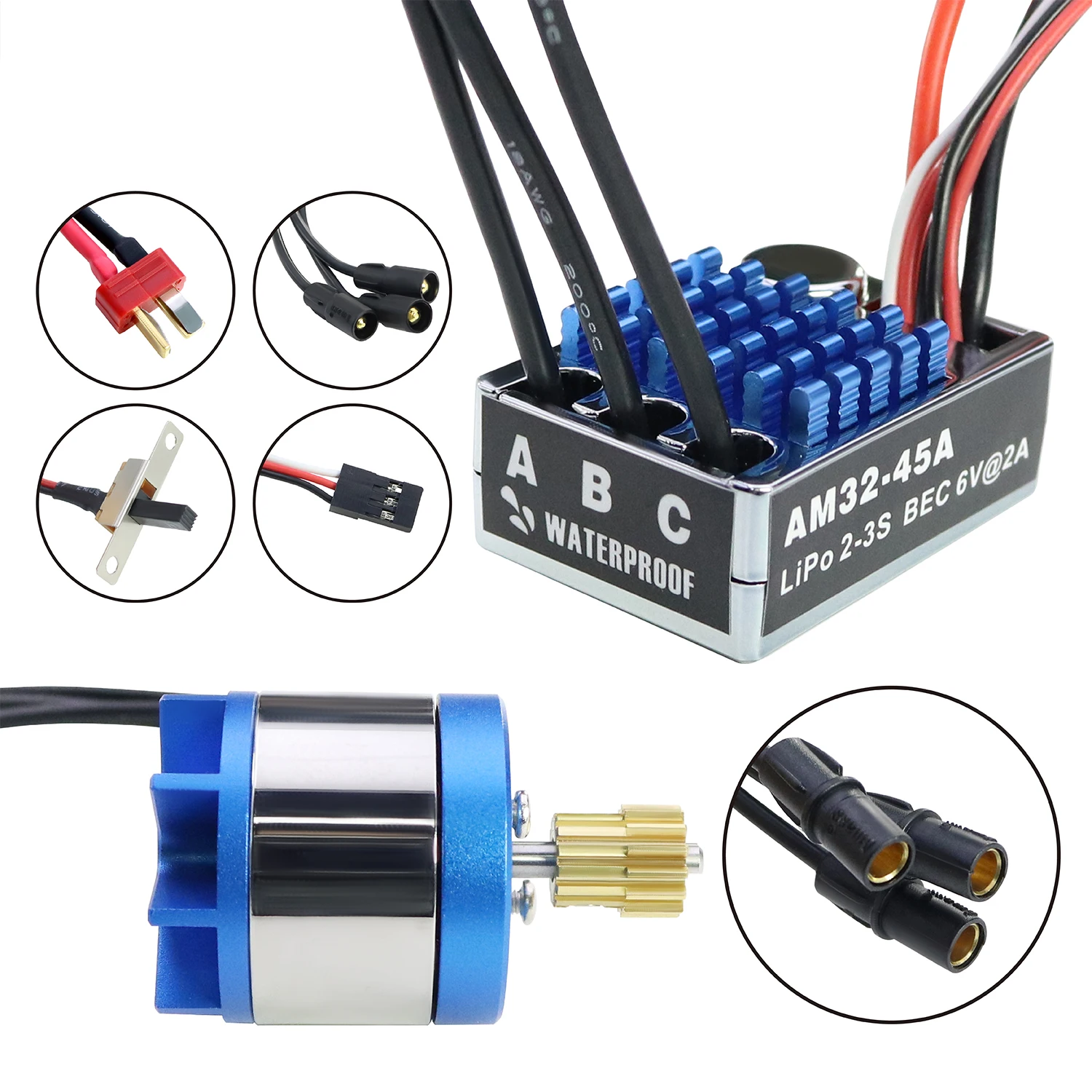 

Бесщеточный мотор Outrunner MN128 MN86 AM32 45A ESC 2830 2400KV с регулятором T-типа для радиоуправляемых краулеров 1/12 MN 128, аксессуары для тюнинга