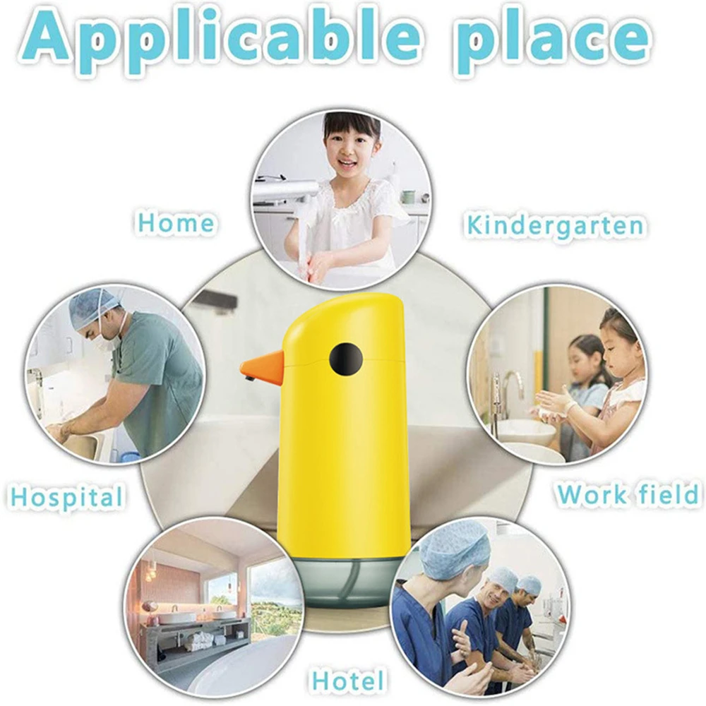 Yellow Duck-shaped Auto Foam Soap Dispenser for ChildrenHome Infrared Sensor Liquid Soap Dispenser Touchless Smart Hand Washer