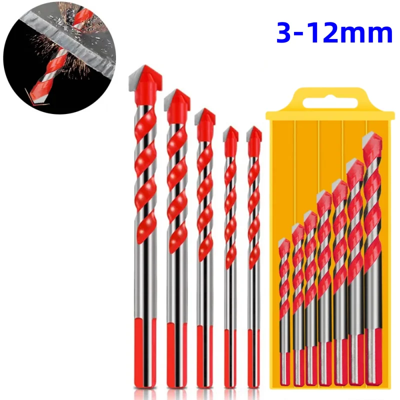 5/7/8 PCS Tungsten Carbide Drill Bit Set For Glass, Tile, Concrete, Wood, Drilling 3-12mm Drill Bits Drilling Tool Set