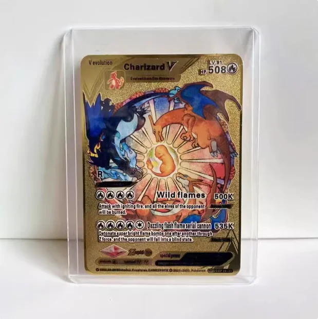 PTCG Pokemon Metal Card Zhu Zi Spray Fire Dragon EX Card VMAX Pokemon Card DIY Classic Anime Character Collection Card Toy