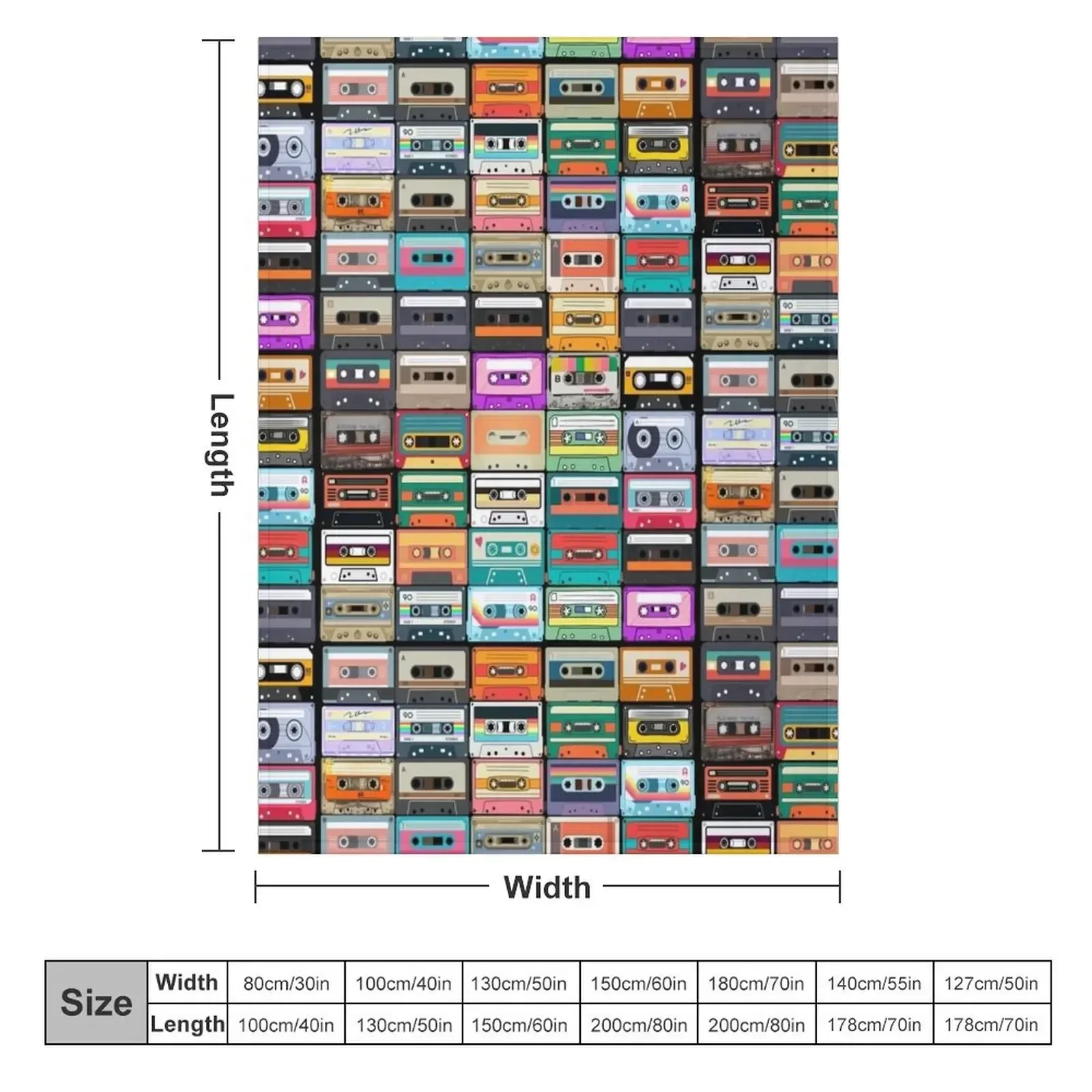 Cassette tape Throw Blanket Hairy Plaid for winter Thermals For Travel Thin Cute Plaid Blankets