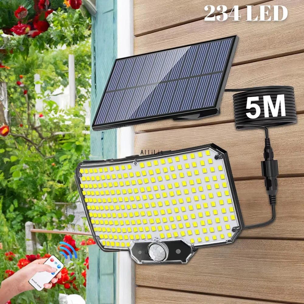 234LED Solar Lights Outdoor Super Bright Motion Sensor IP65 Waterproof Flood Wall Security Lights for Garage Yard 3 Working Mode