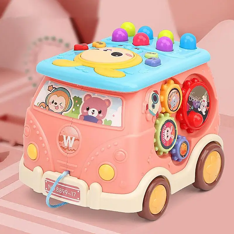 Toddler Bus Toys Early Educational Toy Bus Toy Cartoon Bus Educational Toys With Light & Music For Boys Girls Kid Over 1