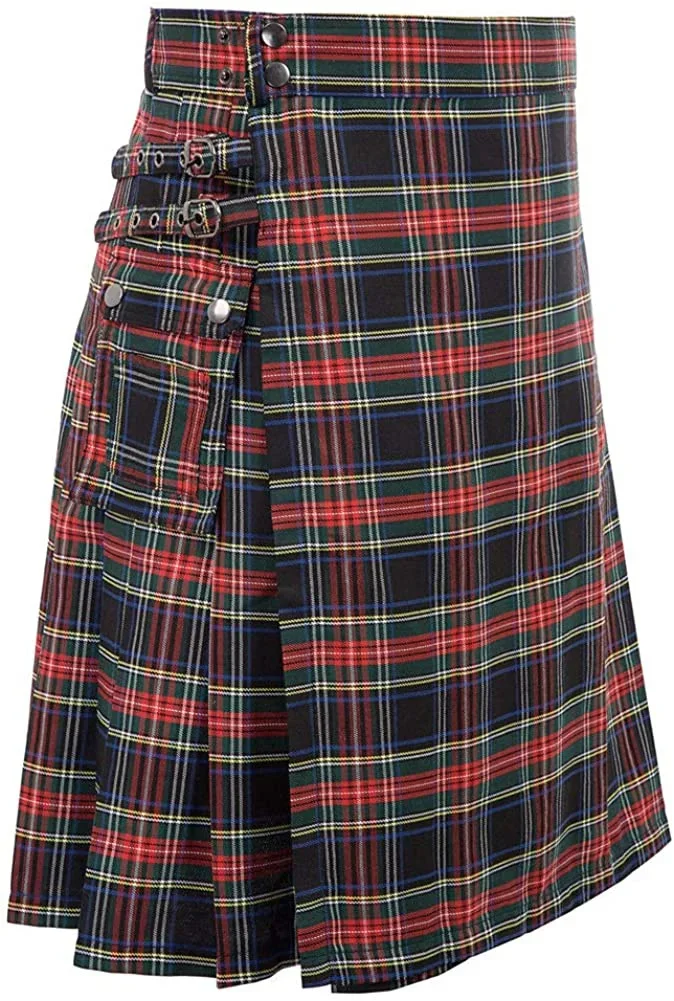 

Mens Buchanan Fashion Sports Scottish Utility Skirt Cosplay Luxury Kilt Adjustable Sizes Pocket Kilt Halloween Costume