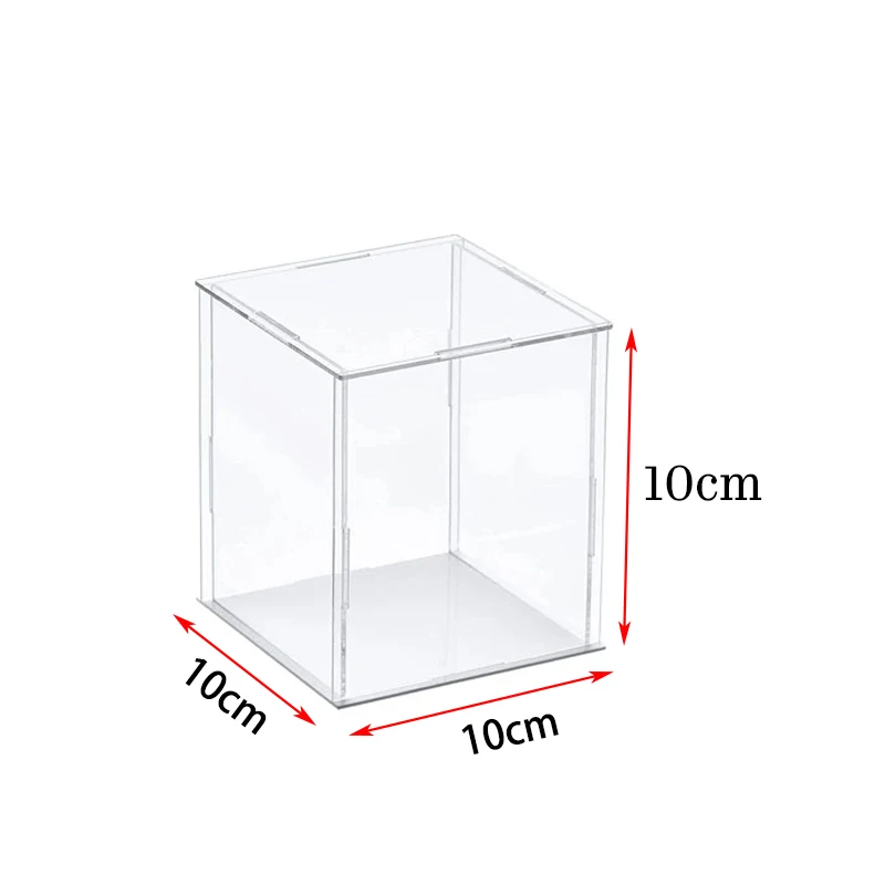 

Acrylic Display Case-Assemble Box With White Base For Dustproof Protection Showcase For Small Figures Toys(White, 10x10x10cm)