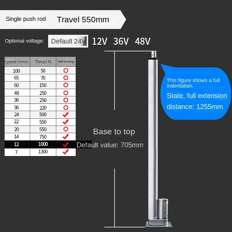 

Electric Push Rod Telescopic Rod Flat Seat Flat Bottom Industrial Grade Mini 12V24V Reciprocator