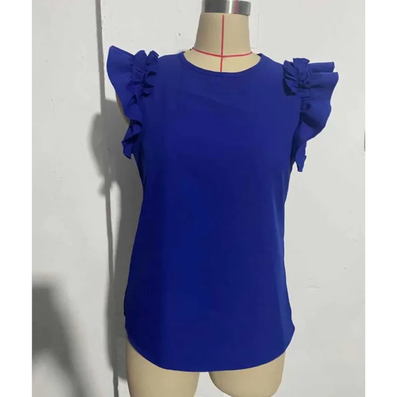 Summer New Chiffon Shirt with Ruffle Slim Fit Fashion Versatile Top women