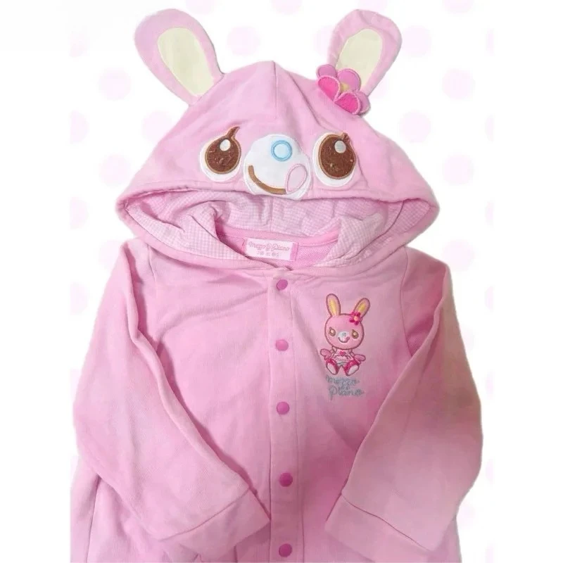 معطف ياباني لطيف مطرز على شكل أذن أرنب مع غطاء للرأس ثقافة فرعية Kawaii Y2k معاطف عصرية غير رسمية ملابس نسائية Ropa Mujer #4