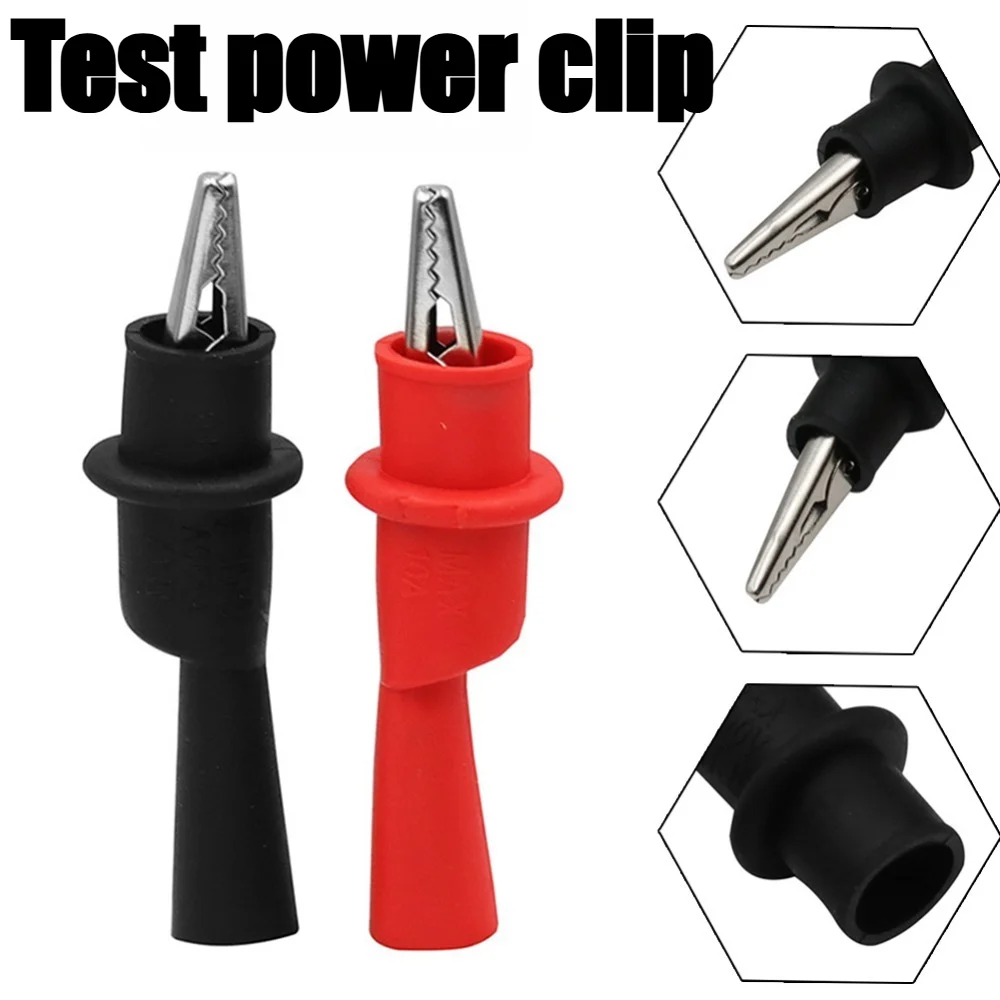 1 Pair Multimeter Alligator Clips 10A 1000V Red Black Insulated Test Clamp Probe Adapter for Digital Multimeter Test Leads