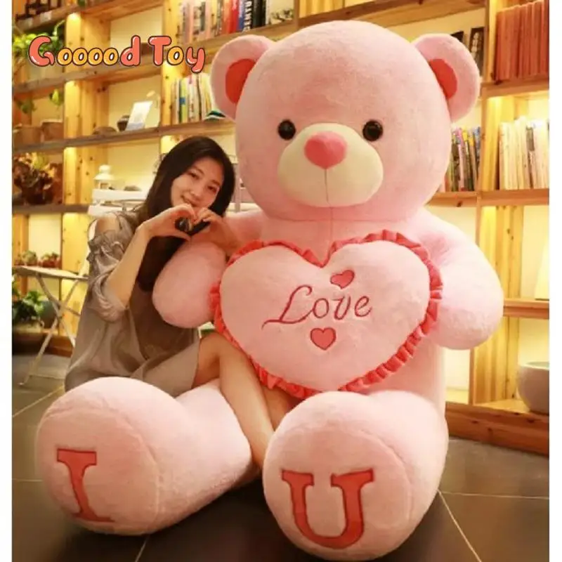 Valentines Day Gift 80/100Cm Big Love Bear Plush Toy Giant Stuffed Animals Birthday Soft Pillow Dolls Grilfriend Girl Wife Gift