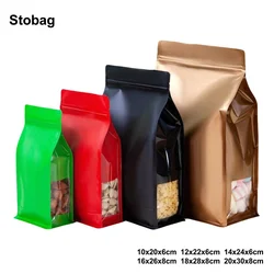 StoBag 50pcs Color Matte Food Packaging Bags Zipper Aluminum Stand Up Sealed for Candy Tea Nuts Beans Storage Reusable Pouch