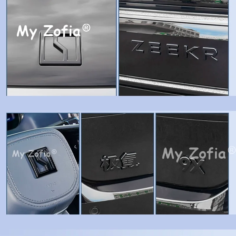 For Zeekr 9X 2025 2026 Car Black ABS Front Logo Car Tail Badge Cover Decor Sticker Frame Garnish Exterior Decoration Accessories