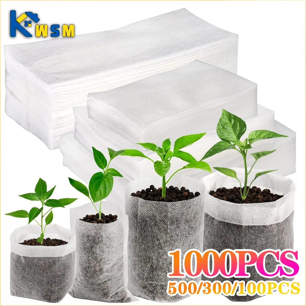 100-1000PCS Fabric Plant Seedling Bags for Vegetables Flowers Herbs and Plant Growth Eco Friendly Nursery Pots Gardening Bags