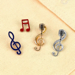 4 Styles Music Note Enamel Pins Fashion Singer Party Brooches Music Lover Lapen Pin Badge Bag Decoration Jewelry Gift for Friend