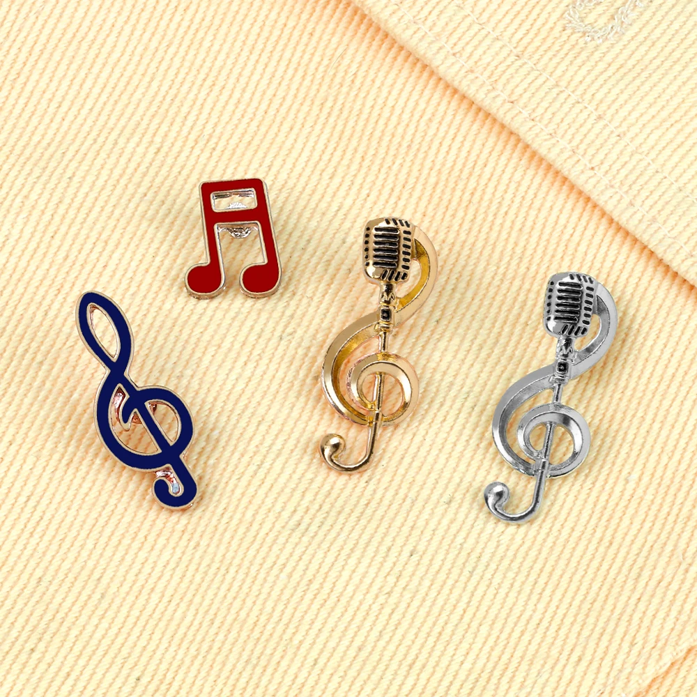 4 Styles Music Note Enamel Pins Fashion Singer Party Brooches Music Lover Lapen Pin Badge Bag Decoration Jewelry Gift for Friend