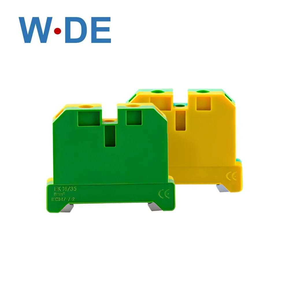 10Pcs Wire Conductor EK-16/35 Connector Ground Screw Connection Din Rail Terminal Blocks EK16/35