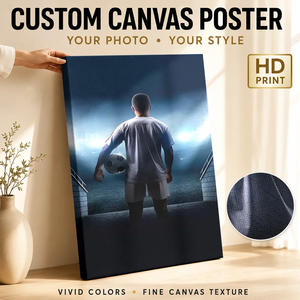 Cristiano Ronaldo Champions League Trophy Canvas Poster Bold Style Wall Decor With Customized Photo For Man Cave Ideal Fan Gift
