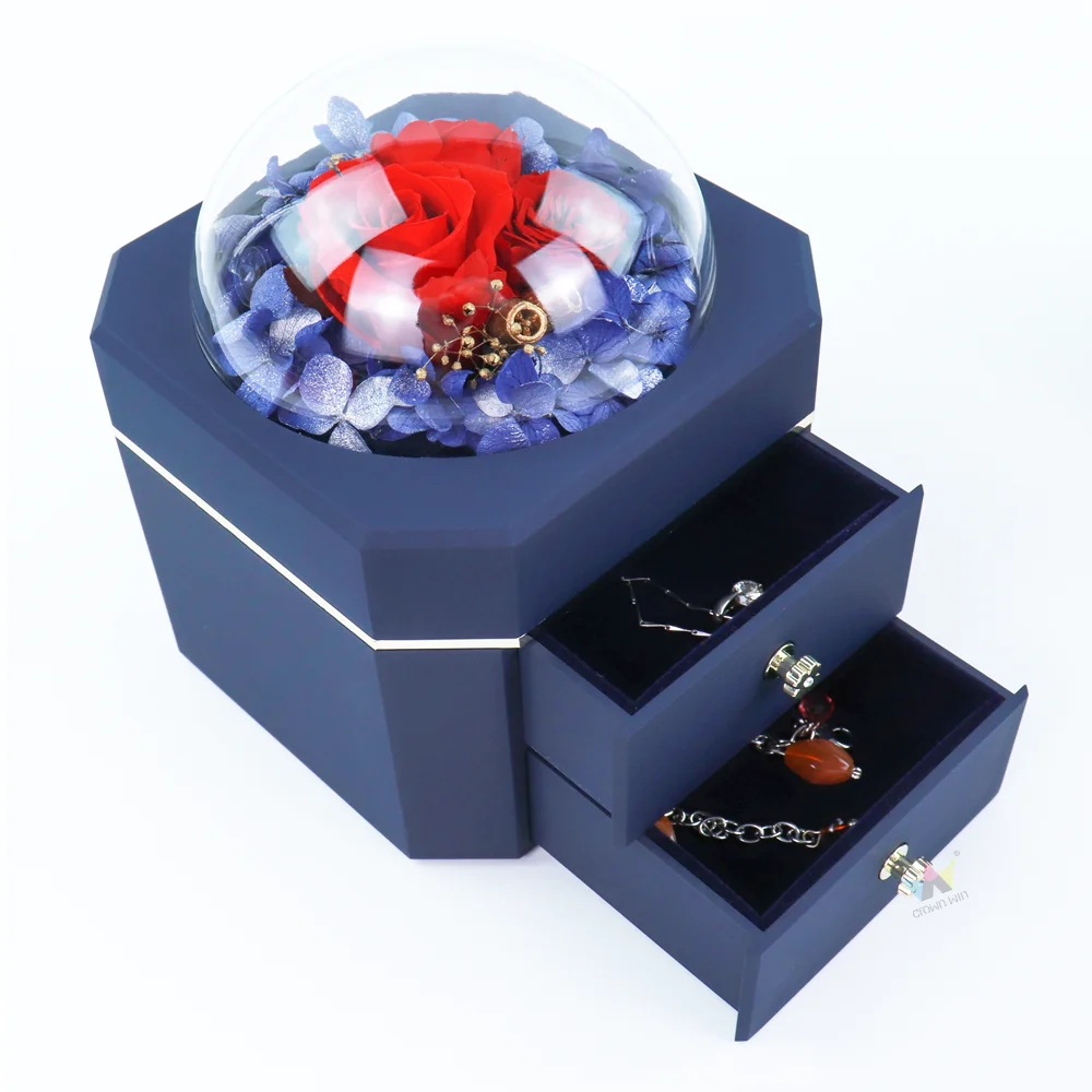 Eco Friendly Pull Out Jewelry Watch Packaging Box Stacker Style Double Layer Ceramic Jewelry Storage Box With Ribbon