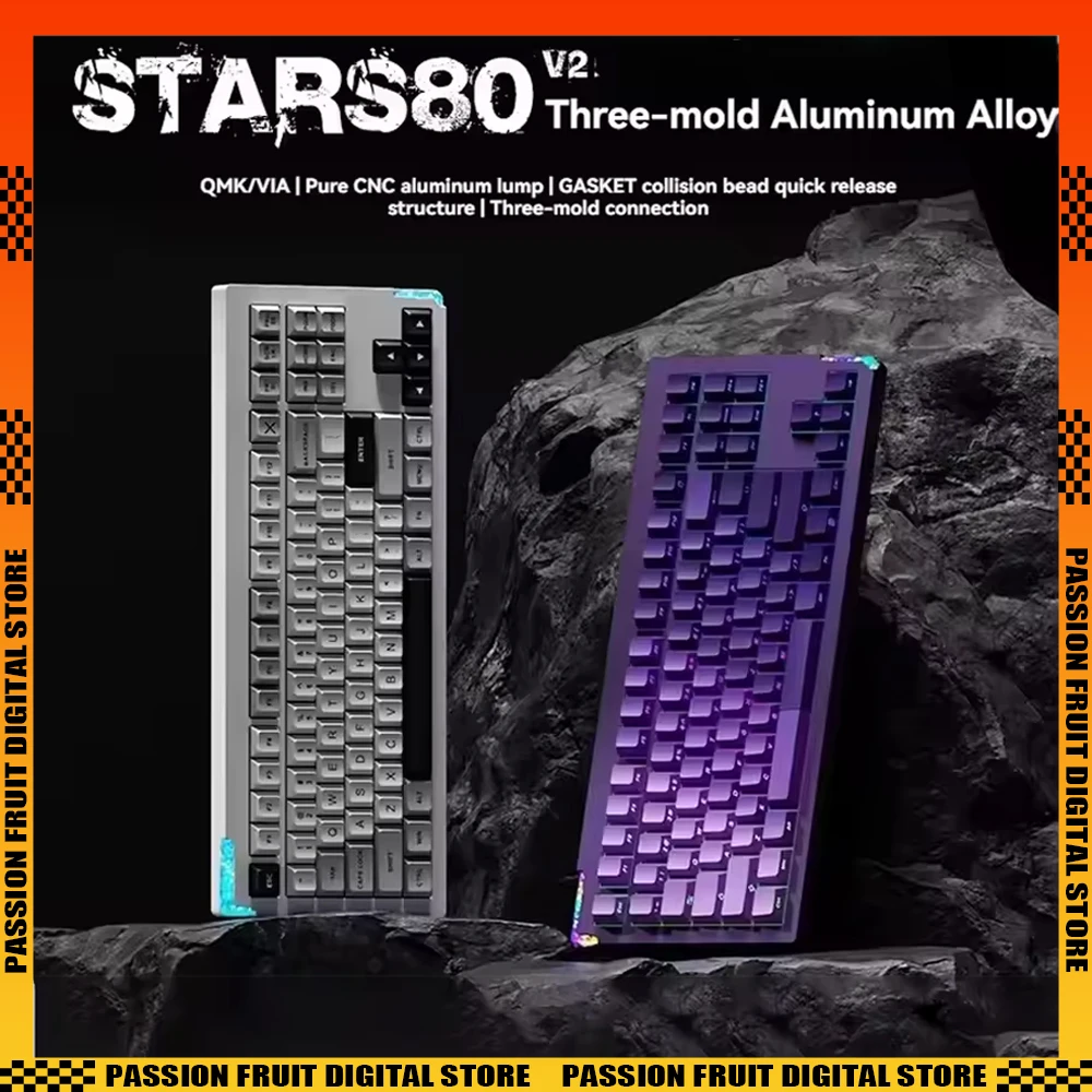 

Weikav Stars80 V2 Original 3-Mode CNC QMK VIA Aluminum Alloy Wireless Mechanical Keyboard Kit Customize PC Gamer Keyboards Gifts