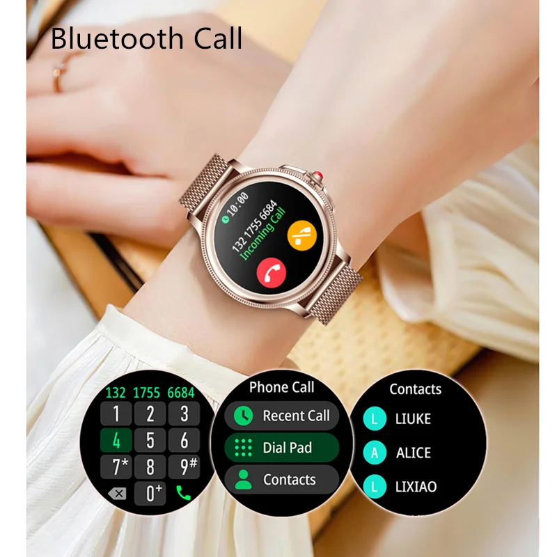 Bluetooth Call Women Smartwatch 1.2inch IPS Full Touch Screen Custom Watchface IP67 Female Smart Watch Korean Support 2023