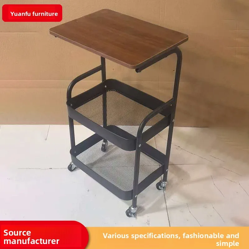 Modern Minimalist Two-Tier Coffee Side Table Metal Frame Storage Shelf Compact X Cm Package Sofa Bedroom Living Room Use Dark