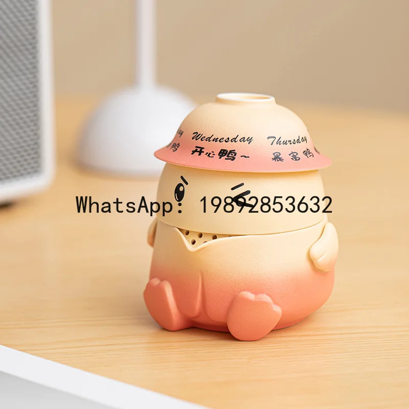cb-happy-duck-travel-tea-set-small-set-one-pot-three-cups-kuaike-tea-pot-outdoor-portable-household