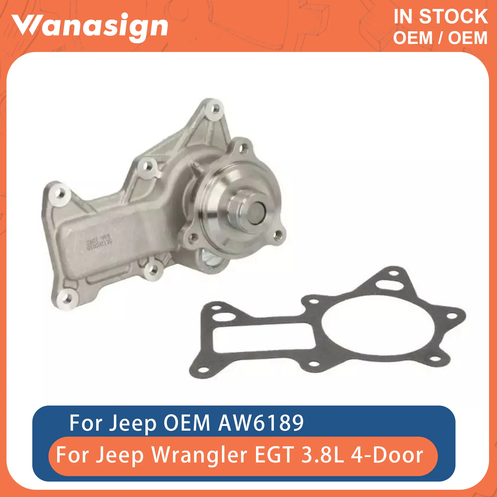 

Водяной насос двигателя с комплектом прокладок подходит для 3,8 л V6 GAS для Jeep Wrangler EGT 3,8 л 4-дверный 2007-2011 AW6189