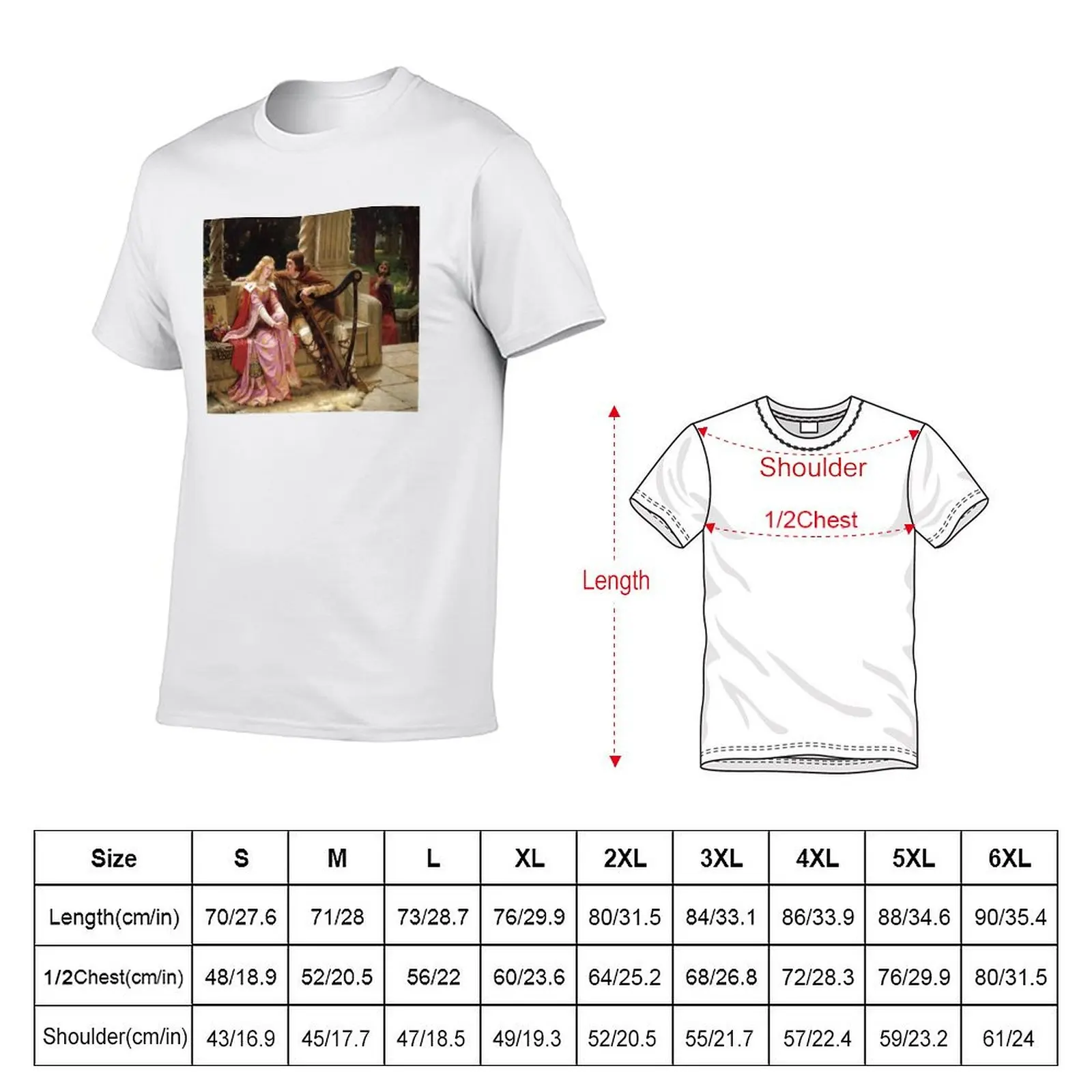 Tristan and Isolde, Edmund Blair Leighton 1902 T-Shirt Fashion Casual Short Sleeve Top