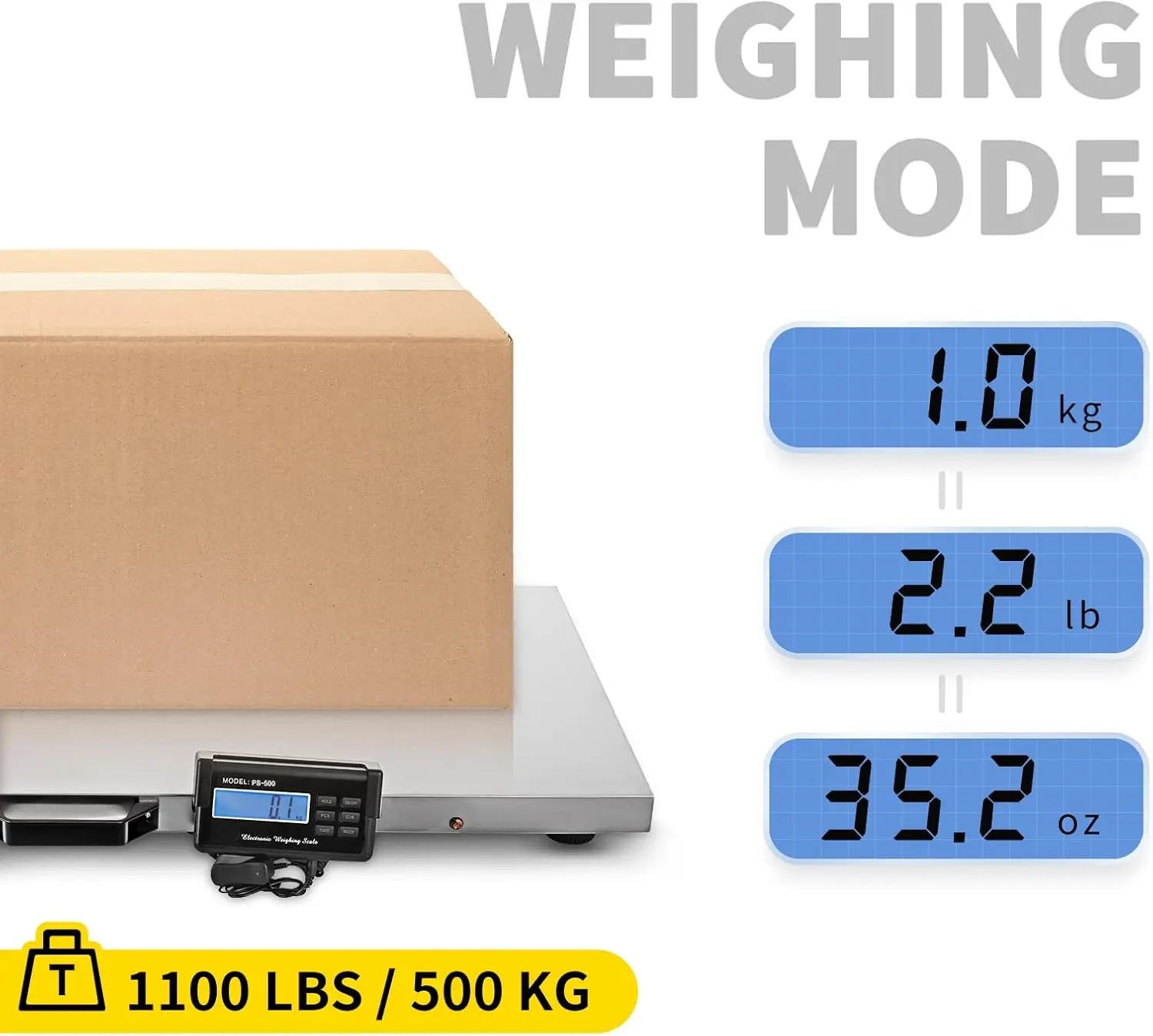 1100Lbs x 0.2Lbs Digital Livestock Scale Large Pet Vet Scale Stainless Steel Platform Electronic Postal Shipping Scale Heavy