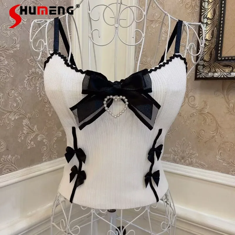 

Customized Lolita Princess Bowknot Love Diamond Wave Lace Slim Fit Midriff-Baring Short Top Sweet Cute Camisole Women's Slings