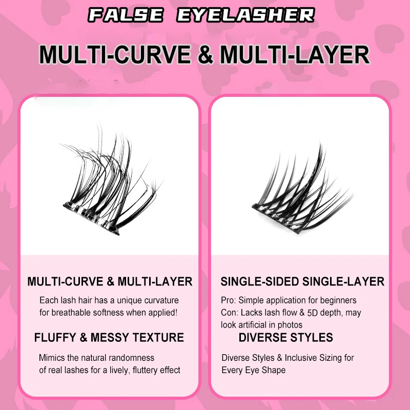 Pestañas postizas 5D multicapa de visón vegano, esponjosas, sin pegamento, sin necesidad de extracción, extensión de pestañas DIY, visón